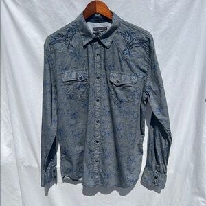 Men's Moonshine Spirit Gray and Blue Western Shirt Size L